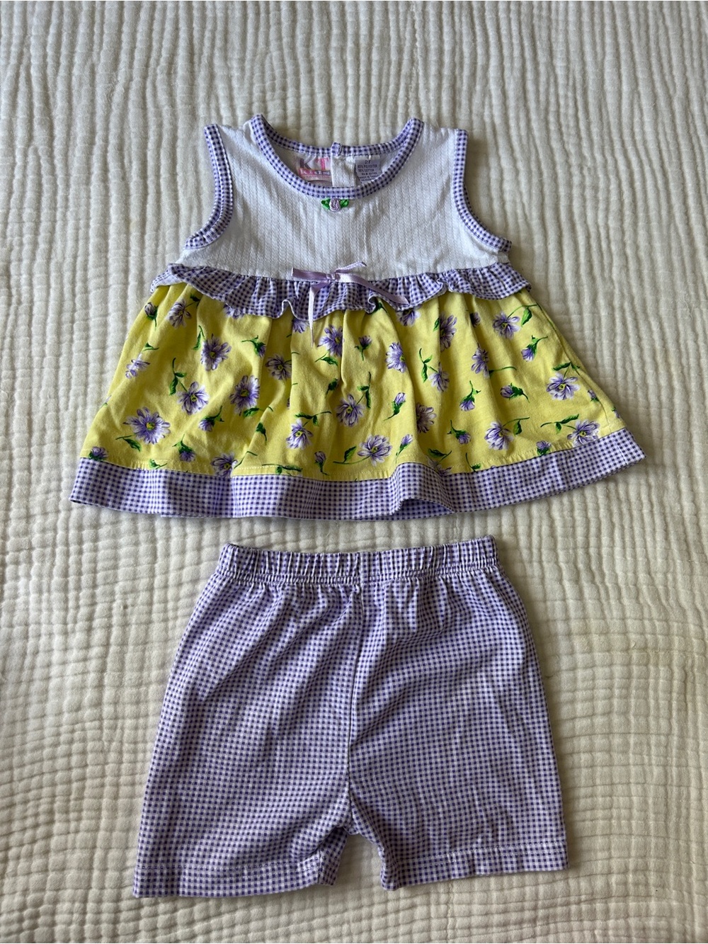 KT kids by Kenneth Tool Girls Sleeveless Yellow & Purple Floral Set